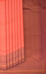 Peach Purity Pure Kanchipuram Silk Saree with Purple Panache
