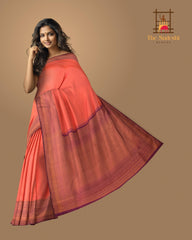 Peach Purity Pure Kanchipuram Silk Saree with Purple Panache