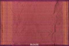Peach Purity Pure Kanchipuram Silk Saree with Purple Panache