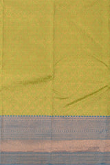 Lime Green Luminance Pure Kanchipuram Silk Saree with Blue Accents