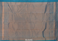 Lime Green Luminance Pure Kanchipuram Silk Saree with Blue Accents