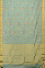 Dull Green Delicacy Pure Kanchipuram Silk Saree with Meenakari Work