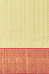 Enigmatic Elegance of Off White with Annapakshi and Rudraksham Motifs Pure Kanchipuram Silk Saree