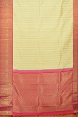 Enigmatic Elegance of Off White with Annapakshi and Rudraksham Motifs Pure Kanchipuram Silk Saree