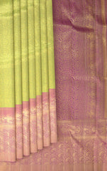 Green Symphony with Golden Tissue Jacquard Pure Kanchipuram Silk Saree