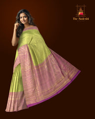 Green Symphony with Golden Tissue Jacquard Pure Kanchipuram Silk Saree