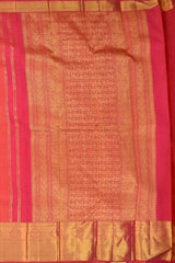 Peach Orange Blossom Pure Kanchipuram Silk Saree with Grand Bavanshi Motifs