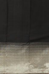Midnight Majesty: Black Pure Silk Saree with Silver Zari Grand Tissue Pallu