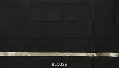 Midnight Majesty: Black Pure Silk Saree with Silver Zari Grand Tissue Pallu