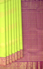 Lime Green Splendor with Elephant Butta Pure Kanchipuram Silk Saree