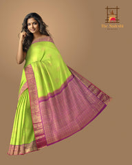Lime Green Splendor with Elephant Butta Pure Kanchipuram Silk Saree