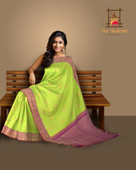 Lime Green Splendor with Elephant Butta Pure Kanchipuram Silk Saree