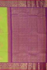 Lime Green Splendor with Elephant Butta Pure Kanchipuram Silk Saree