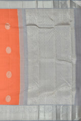 Orange Radiance with Silver Zari Buttas Pure Kanchipuram Silk Saree