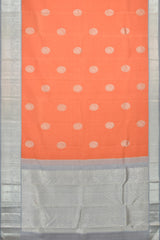 Orange Radiance with Silver Zari Buttas Pure Kanchipuram Silk Saree