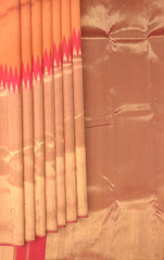 Light Orange Air India Pure Kanchipuram Silk Saree with Golden Zari