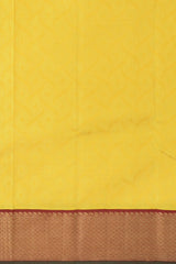 The Golden Hour Glow in Yellow Kancheevaram Silk Saree with Maroon Contrast