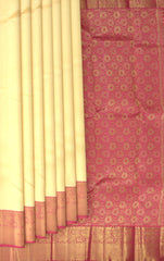 The Ethereal Weave of Off-White Kancheevaram Silk Saree with Peacock Elegance