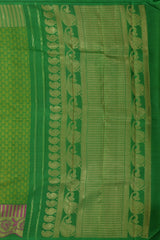Verdant Mystique: Green Pure Silk Saree with Pink Lotus Borders