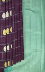 Celestial Blue: Deep Blue Pure Silk Saree with Sea Green Zari Pallu