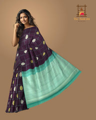 Celestial Blue: Deep Blue Pure Silk Saree with Sea Green Zari Pallu