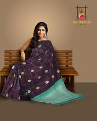 Celestial Blue: Deep Blue Pure Silk Saree with Sea Green Zari Pallu