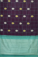 Celestial Blue: Deep Blue Pure Silk Saree with Sea Green Zari Pallu