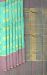 Ethereal Sky: Light Blue Pure Silk Saree with Mauve Accents