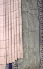 Lavender Dream: Light Mauve Pure Silk Saree with Navy Blue Elegance