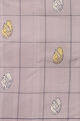 Lavender Dream: Light Mauve Pure Silk Saree with Navy Blue Elegance