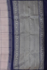 Lavender Dream: Light Mauve Pure Silk Saree with Navy Blue Elegance