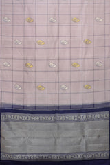 Lavender Dream: Light Mauve Pure Silk Saree with Navy Blue Elegance