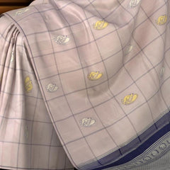 Lavender Dream: Light Mauve Pure Silk Saree with Navy Blue Elegance