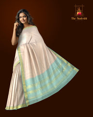 Whisper of Dawn: Light Pink Saree with Turquoise Blue Getti Zari Borders Pure Silk