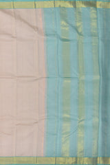Whisper of Dawn: Light Pink Saree with Turquoise Blue Getti Zari Borders Pure Silk