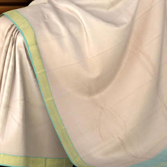 Whisper of Dawn: Light Pink Saree with Turquoise Blue Getti Zari Borders Pure Silk
