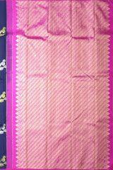 Navy Blue Kanchipuram Silk Saree with Musical Instrument Motifs – A Symphony in Silk