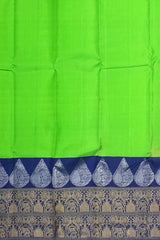 Lime Green Kanchipuram Silk Saree with Dark Blue Border – A Fresh Take on Classic Weaves