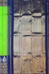 Lime Green Kanchipuram Silk Saree with Dark Blue Border – A Fresh Take on Classic Weaves