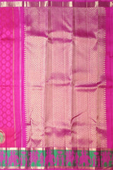 Pink Jacquard Kanchipuram Silk Saree with Elephant Border – Grace Woven in Royal Motifs