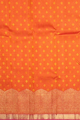 Sunset Orange Kanchipuram Silk Saree with Bhutta and Wave Border – A Radiant Classic