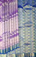 Dual Tone Purple Tissue Jacquard Kanchipuram Silk Saree with Floral Meenakari Weave – A Royal Canvas of Artistry