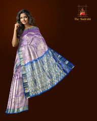 Dual Tone Purple Tissue Jacquard Kanchipuram Silk Saree with Floral Meenakari Weave – A Royal Canvas of Artistry