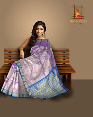 Dual Tone Purple Tissue Jacquard Kanchipuram Silk Saree with Floral Meenakari Weave – A Royal Canvas of Artistry