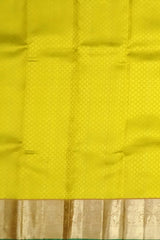 Lemon Yellow Kanchipuram Silk Saree with Red Border and Green Selvedge – A Refreshing Twist on Timeless Tradition