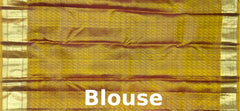 Pink and Blue Threadwork Meenakari Kanchipuram Silk Saree with Mustard Border