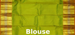 Dual-Tone Greenish Yellow Bhutta Kanchipuram Silk Saree with Self Border