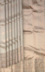 Light Beige Bhutta Kanchipuram Silk Saree with Copper Zari Highlights
