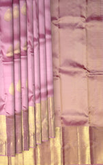 Lotus Pink Large Tear-Shaped Motif Kanchipuram Silk Saree