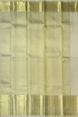 Elegant Beige Self-Jaquard Kanchipuram Silk Saree